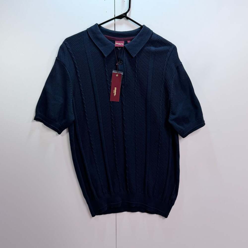 Merc London Frith Cable Knit Polo Shirt